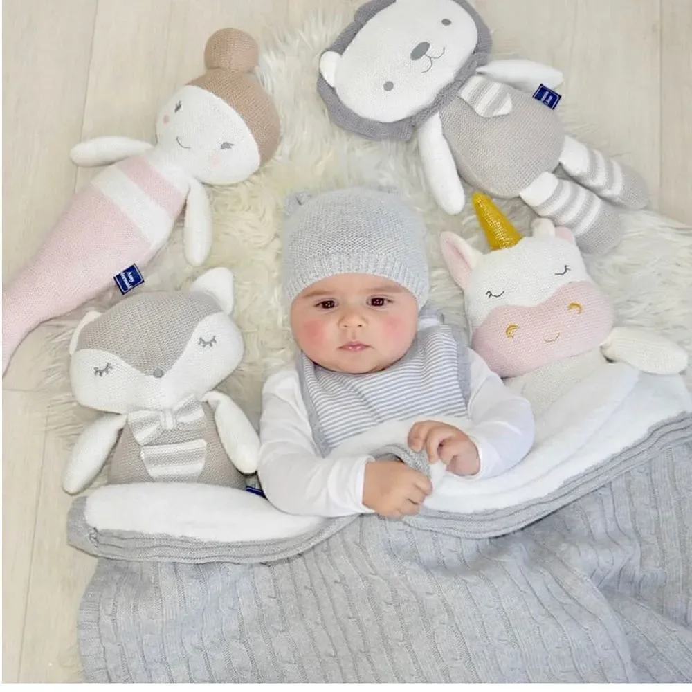 Living Textiles “ Charlie” the fox cotton knit rattle